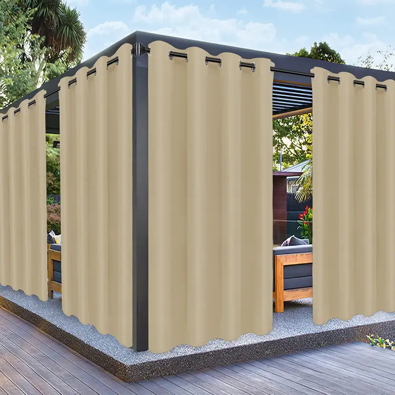 Beige Outdoor Patio Curtain - 52x84", Waterproof, UV Resistant, Blackout, Sleek Design, Functional and Stylish Home Decor Items, Single Piece Privacy Solution for Backyard Gazebo
