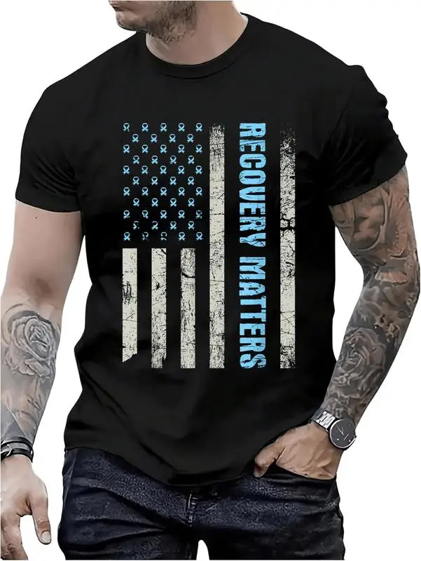 100%25 Cotton Recovery Matters - Sobriety Anniversary Sober AA NA T-Shirt