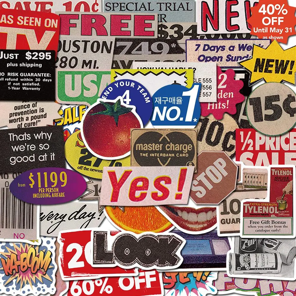 Pop Art Sticker, Funny Stickers, Illustration Stickers, 50pcs/set Creative Decorative Sticker, DIY Decals for Water Bottle, Laptop, Phone Case, Scrapbooking, Journal Making