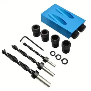 14pcs Pocket Hole Jig Kit, 15 Degree Woodworking Inclined Hole Jig with 6/8/10mm Drive Adapter for DIY Woodworking Angle Drilling Holes, Angle Carpentry Locator Jig, give a good gift