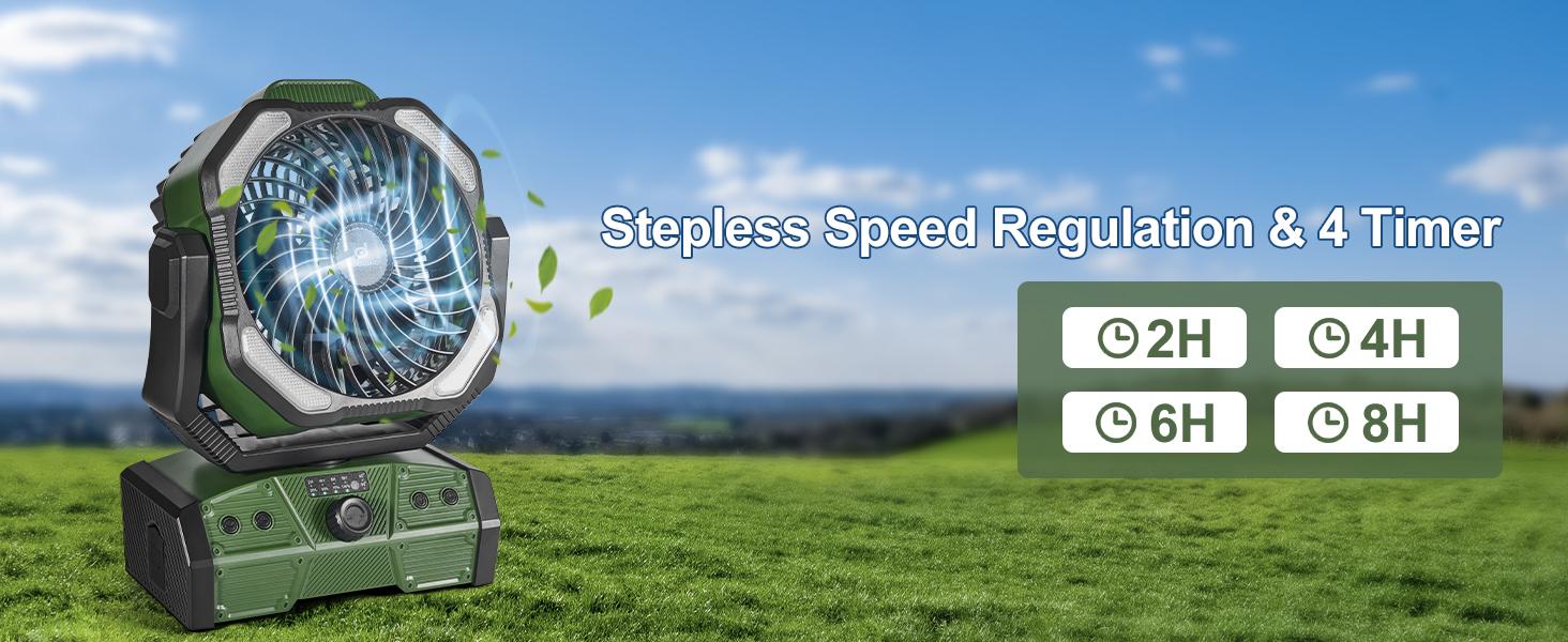 Odoland 40000mAh Camping Fan with LED Light, Battery Operated Oscillating Desk Fan with Remote & Hook, Rechargeable Outdoor Tent Fan with Timer for Hurricane Power Outage Travel Jobsite RV