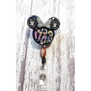 Sparkly Mouse Head Badge Reel | Football Team Fan
