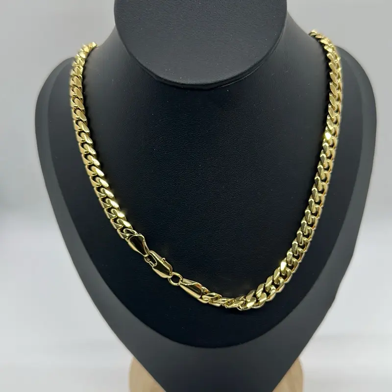 Men’s Gold Plated Cuban Link Chain Necklace - Stainless Steel-GD 8mm 22 inch