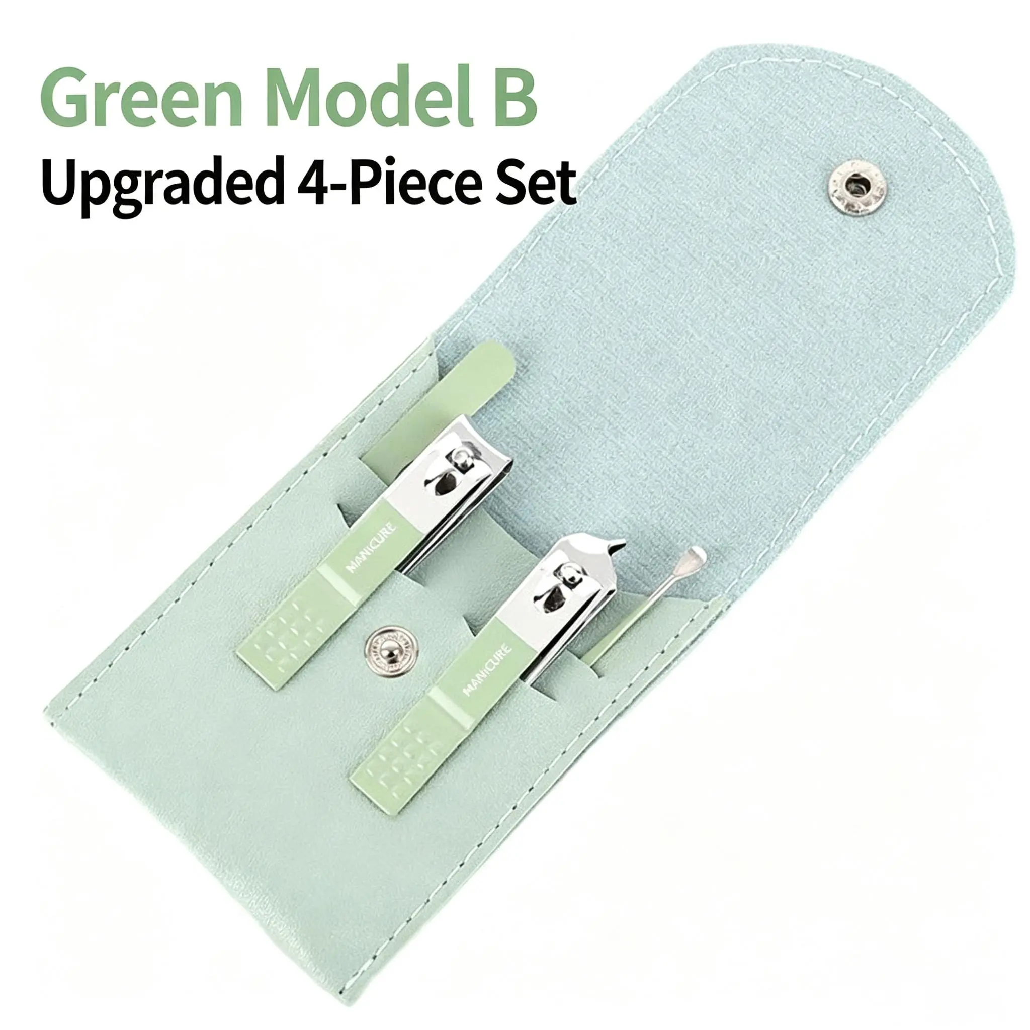 4PCS Basic Steel Manicure Tools Set for Nail Care - DIY Nails Kit with Wide-Jaw Toenail Clipper, No-Splash Finger Clipper, Olecranon Scissors, File, Elegant Leather Case, Ideal for Home Use & Travel Gifting campingessentials
