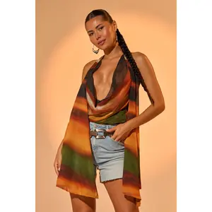 SELENA DEEP COWL HALTER TOP