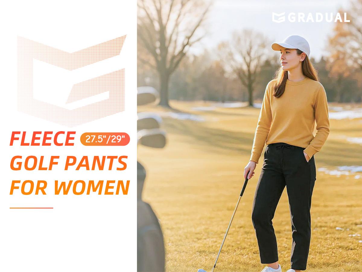 G Gradual Fleece Lined Pants Women 27.5"/29" Golf Pants 3 Pockets Water Resistant Warm Sweatpants for Cold Weather Warmth Elastic Drawstring Casual Wear G Gradual Fleece Lined Pants Women 27.5"/29" Golf Pants 3 Pockets Water Resistant Warm Sweatpants for Cold Weather Warmth Elastic Drawstring Casual Wear