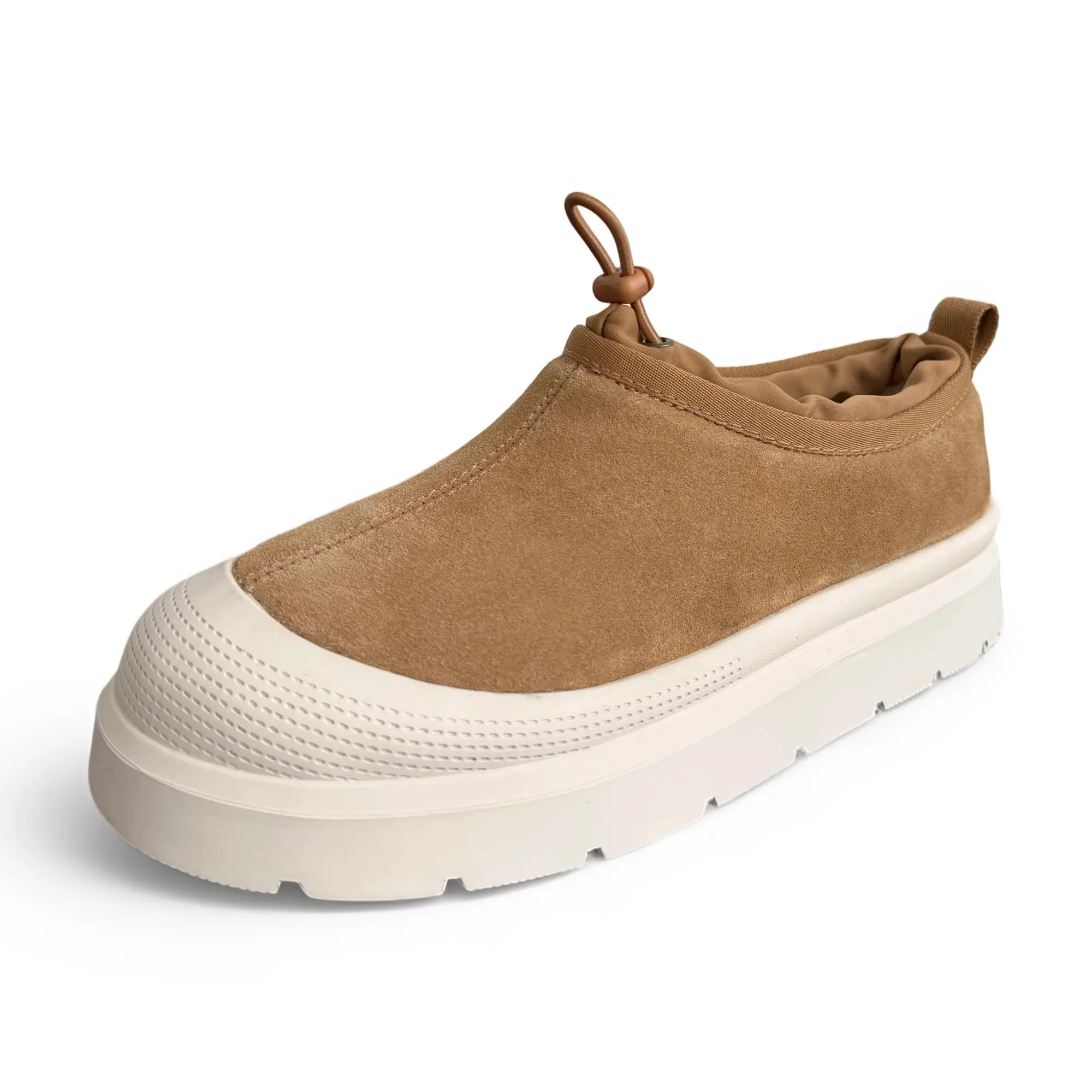 EVELLYHOOTD Men's Suede Slip On Shoes, Warm Lined Winter Clogs with Adjustable Drawstring, Cozy Outdoor Mules Casual Comfort Shoes for Fall Snow Weather Indoor Outdoor