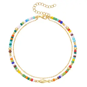 KissYan Layered Beaded Anklet for Women, 14K Summer Shell Charm Ankle Bracelet, Boho Beach Jewelry Gifts,summerwins DealsForYouDays