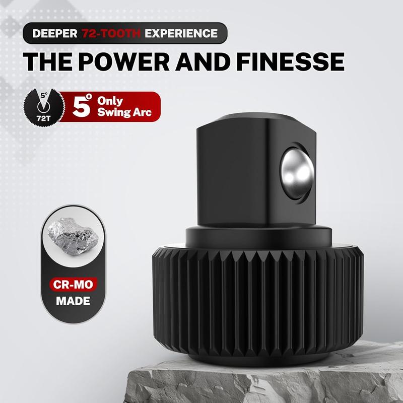 Ratchet Set, 1/4", 3/8", 1/2" Drive Ratchet Stubby Handle Wrench, 72-Tooth Quick-Release Reversible Wrench Set, Professional Hand Tool