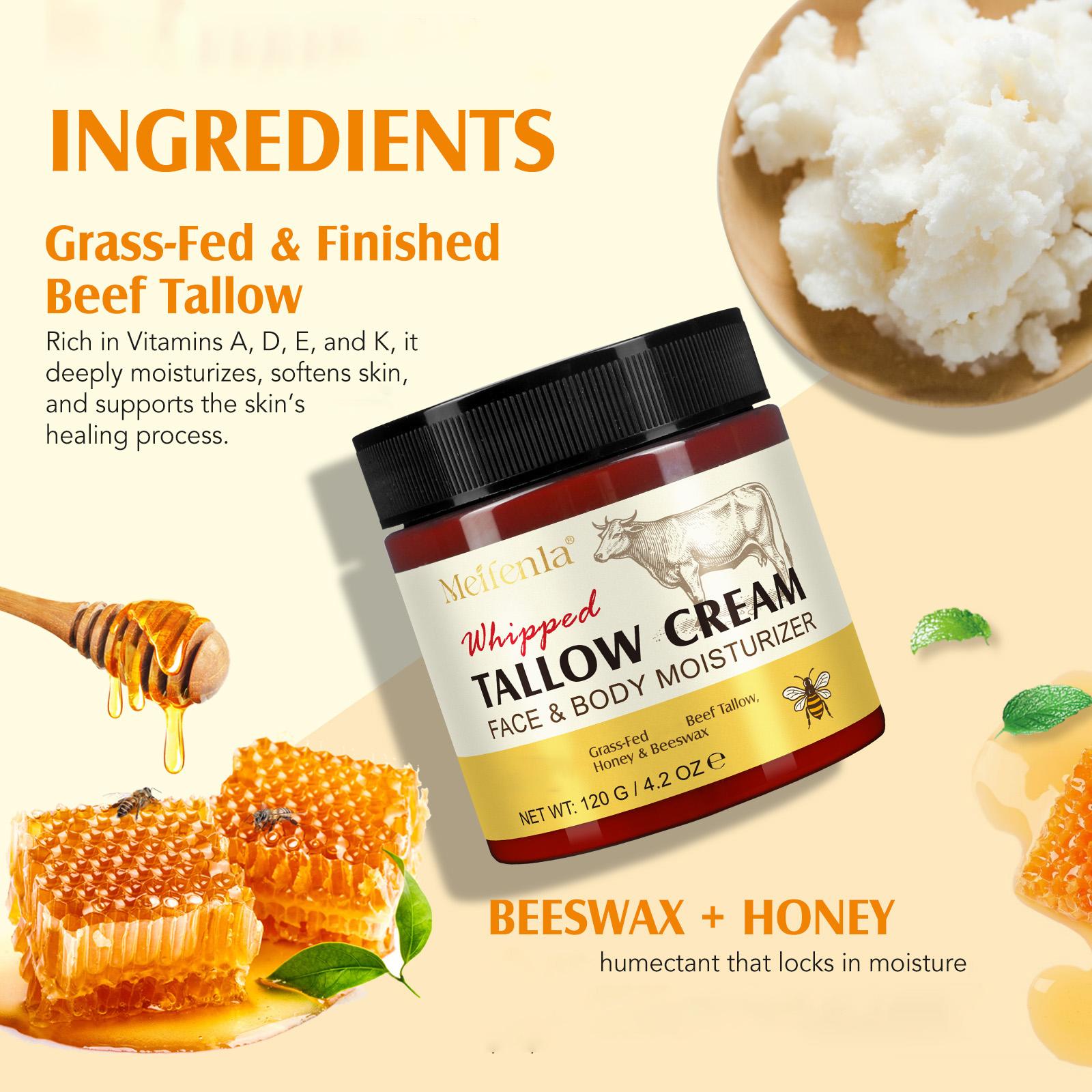 Meifenla Hydrating Multi Balm with Grass-Fed Beef Tallow, Raw Honey & Beeswax, Solid Face & Body Moisturizer for Dry Sensitive Skin, Unisex, Beef Tallow For Skin,sunscreen, Natural tiktokshopbacktoschool,sohochic