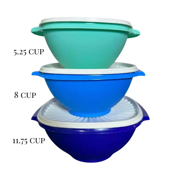 Tupperware Servalier Heritage Collection Food Storage Containers Set of 3 5.25c, 8c, 11.75c with Airtight Lids & Stackable Design for Easy Kitchen Organization