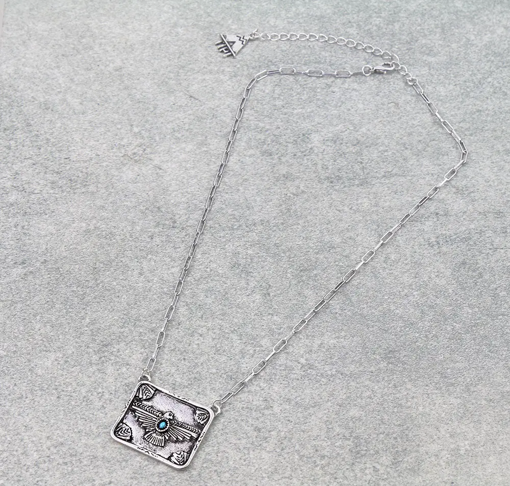 Western Thunderbird Metal Plate Necklace
