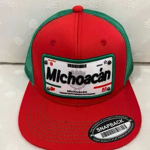 Michoacán  red and green Trucker Hat - Black Snapback with Mexico Flag Patch High Quality Flat Pro Design