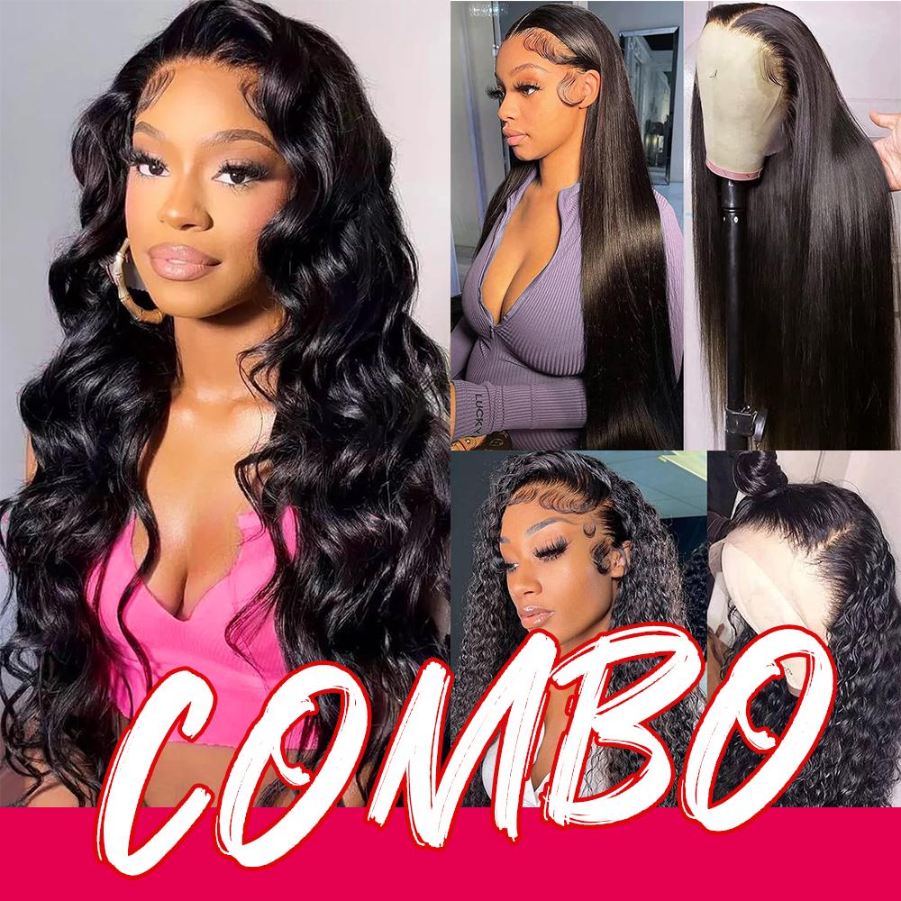 buy 1 get 3 wig 13x4 Lace Front Wigs Human Hair Wigs for Black Women  Lace Front Wigs Deep Wave Wig Human Hair Pre Plucked 13x4 HD Lace Front Wigs 30 Inch