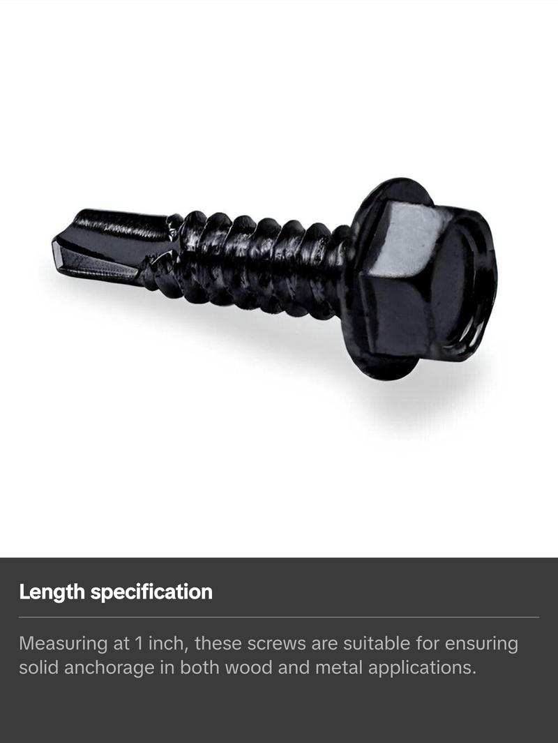 1" E-Track Hex Head Metal Screws With Self-drilling Tips (10 Pack)