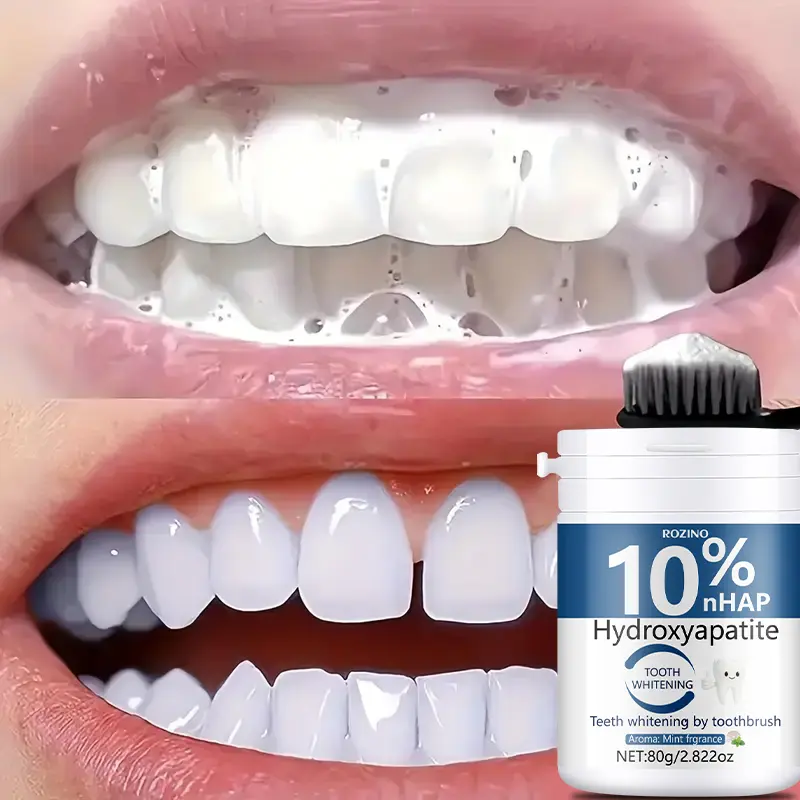 Rozino 10% Hydroxyapatite Whitening Tooth Powder, 80g Mint Flavor, Enamel Repair and Teeth Whitening, Teeth Brightening, Teeth Whitener Powder