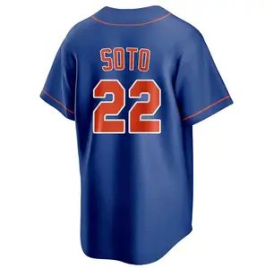 Men's and women's  baseball jersey #22, blue V-neck button design