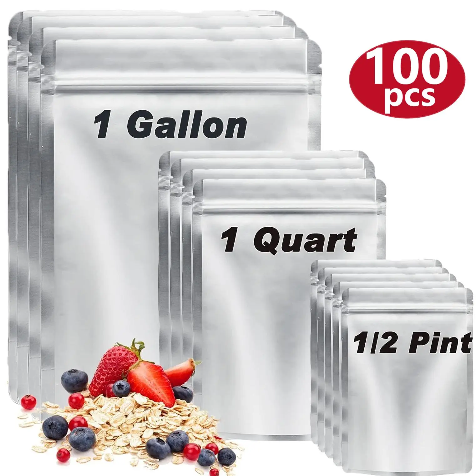 Reusable Mylar Airtight Waterproof Bags - Mil-Spec Home Organizer Storage Bags with Waterproof Barrier, Compatible with Vacuum Sealing for Meal Prep & Long-Term Food Storage