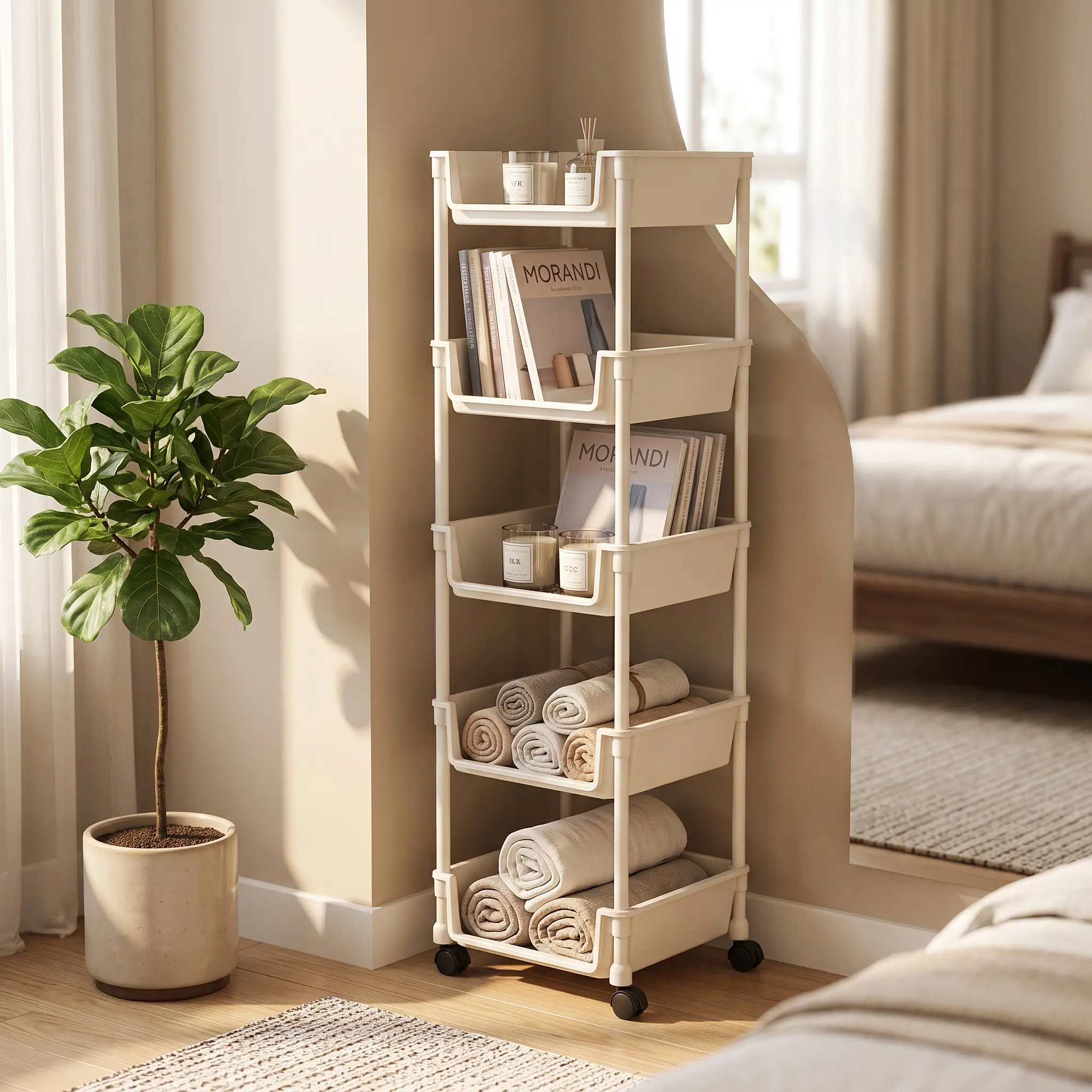 *Rolling  Cart with Wheels, Multi-Layer Adjustable Freestanding Shelf, Space Saving Plastic Organizer, Portable Easy Install  Unit for Kitchen Bathroom Bedroom Living Room - Memorial Day Deals & Memorial Day Sale storage work hat metal
