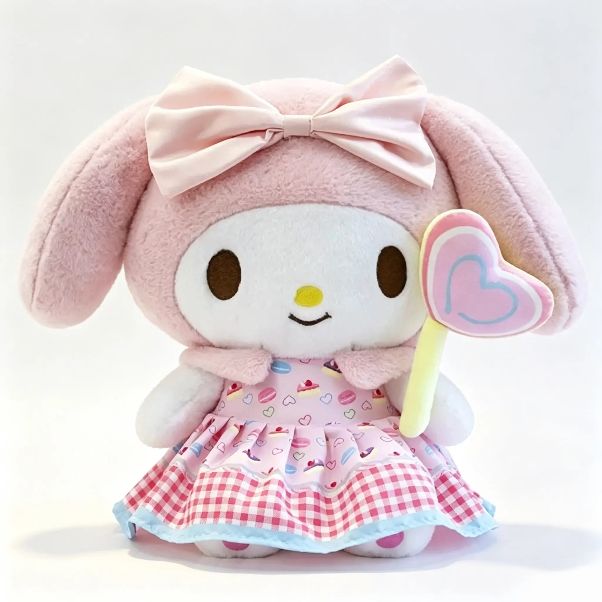 Sanrio My Melody Pochacco Macaron Dress Plush Stuffed Toy, 15.7in, Plush Fabric Soft Texture, Kawaii Look Sweet Pastel Color, Home Decor & Nice Gift Idea