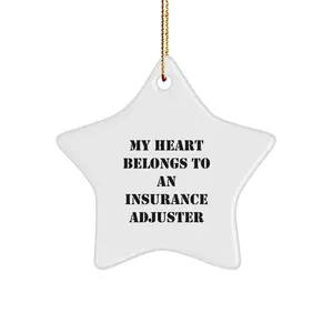 Funny Insurance Adjuster Gifts, My Heart Belongs To An Insurance Adjuster Star Ornament, Christmas Unique Gifts from Friends