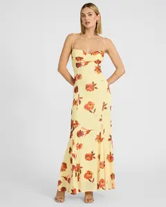 Express Floral Mesh Sweetheart Maxi Dress