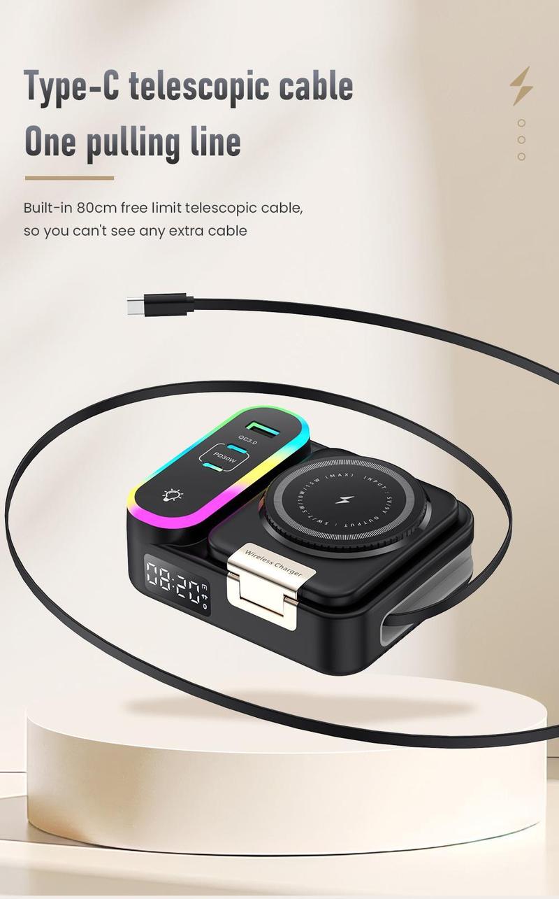 2026 8-in-1 FoldaWireless Charging Station Magnetic Charger for Smartphones Smartwatches & Earbuds Compatible with iPhone Apple Watch & More Compact Portable Device Charging Station Black Folding Electronic