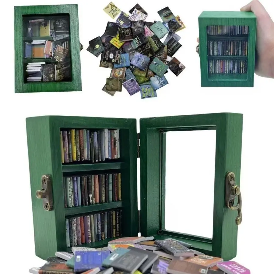 Creative Classic Anti-Anxiety Bookshelf Stress Relief Decorative Piece, Home Decor Ornament, Wooden Decor, Miniature Simulated Square Compartment for Living Room Bedroom, Living Room Ornaments, Living Room Accessories
