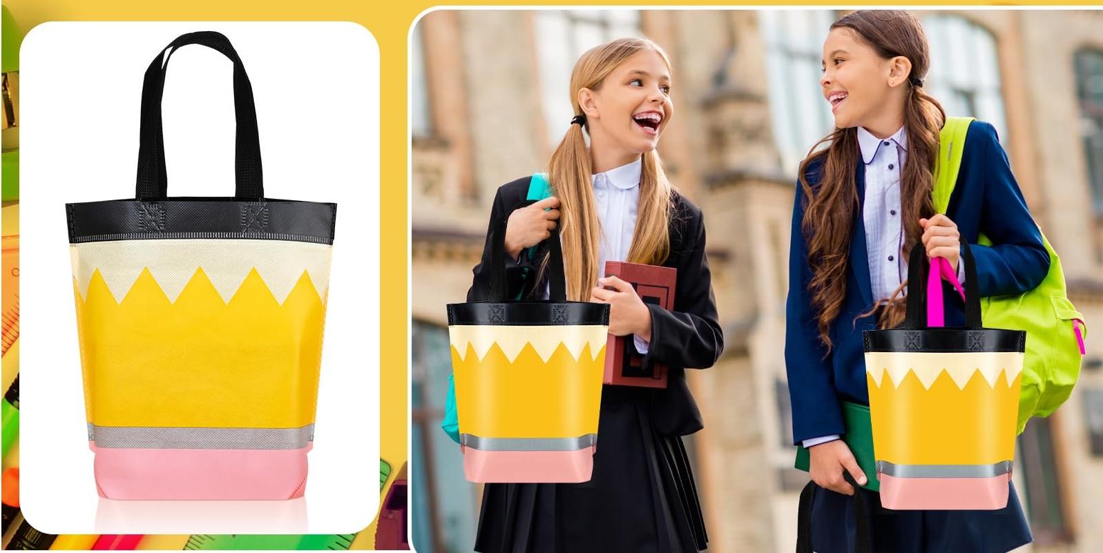 Graduation Goodie Bags Pencil Gift Bags Non Woven Crayon Handbags Crayon Bags Party Favors Bag for Student Teacher Christian,Birthday Thanksgiving Back to School Welcome First Day of School Graduation Gift,Classroom Gift Exchange