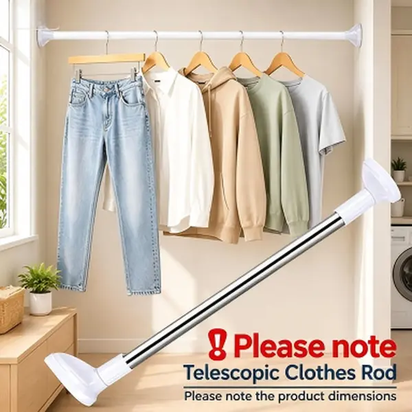 Drill-Free Multi-Size Tension Rod, Adjustable Telescopic Clothes Drying Rod, Expandable Closet Bar for Laundry & Wardrobe Organization (Small: 19.68 in-31.49 in; Large: 35.43 in-62.99 in), Steel, Laundry Rack