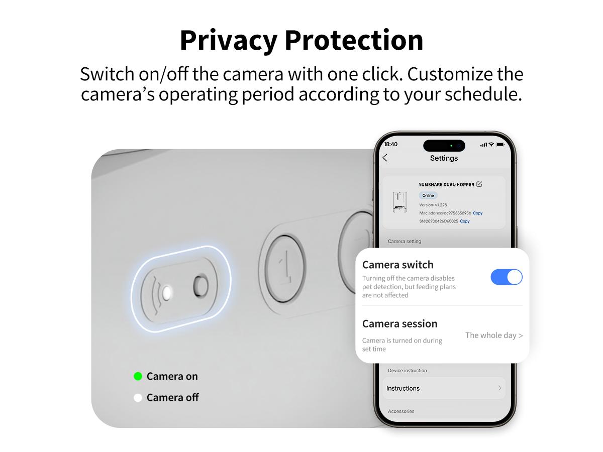 PETKIT YumShare Dual Hopper-2 Automatic Smart Feeder with Camera, White, 1080P HD Video, Night Vision, Double Hopper Pet Dry Food Dispenser for Cats and Dogs, Anti-Stick Bowl, and Smart App Control bowl/dish