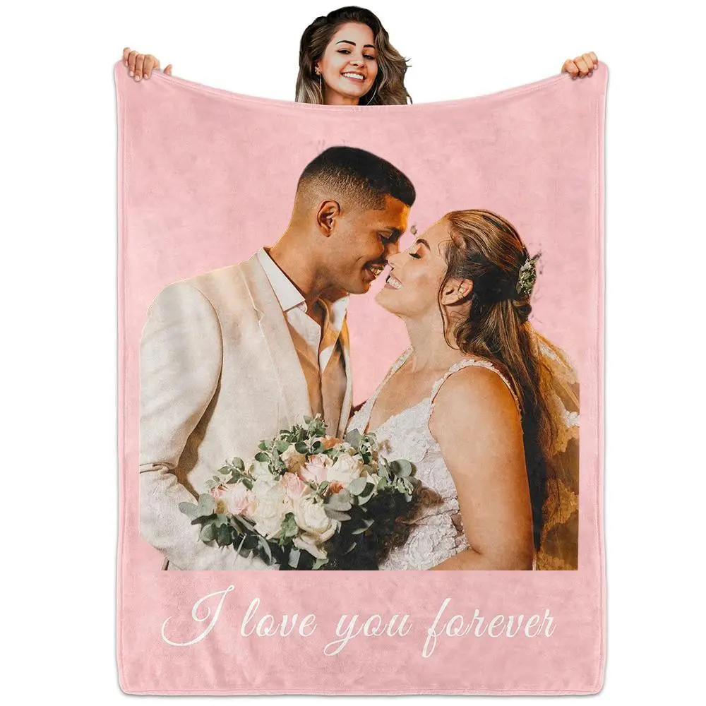 BARLEY ONE Click “Shop Chat”, Send Photos, Custom Photo Couples Blankets, These Personalized Couples Photo Blankets are Made of Soft Flannel, Perfect for Weddings, Mother's Day, Valentine's Day, Birthday Gift, Meaningful Mother's Day Gift