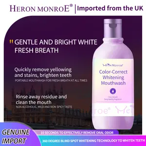 UK HERON MONROE Purple Whitening Fresh Mouthwash, Waterless Formula, Long-Lasting Breath Freshening & Deodorizing, Gentle Antibacterial Probiotic Mouthwash, 220 ml