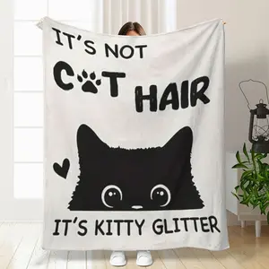 Adorable Cat Pattern Printed Blanket, Home Sofa Throw for Bedroom, All-Season Multi-Purpose Flannel Blanket, Machine Washable K