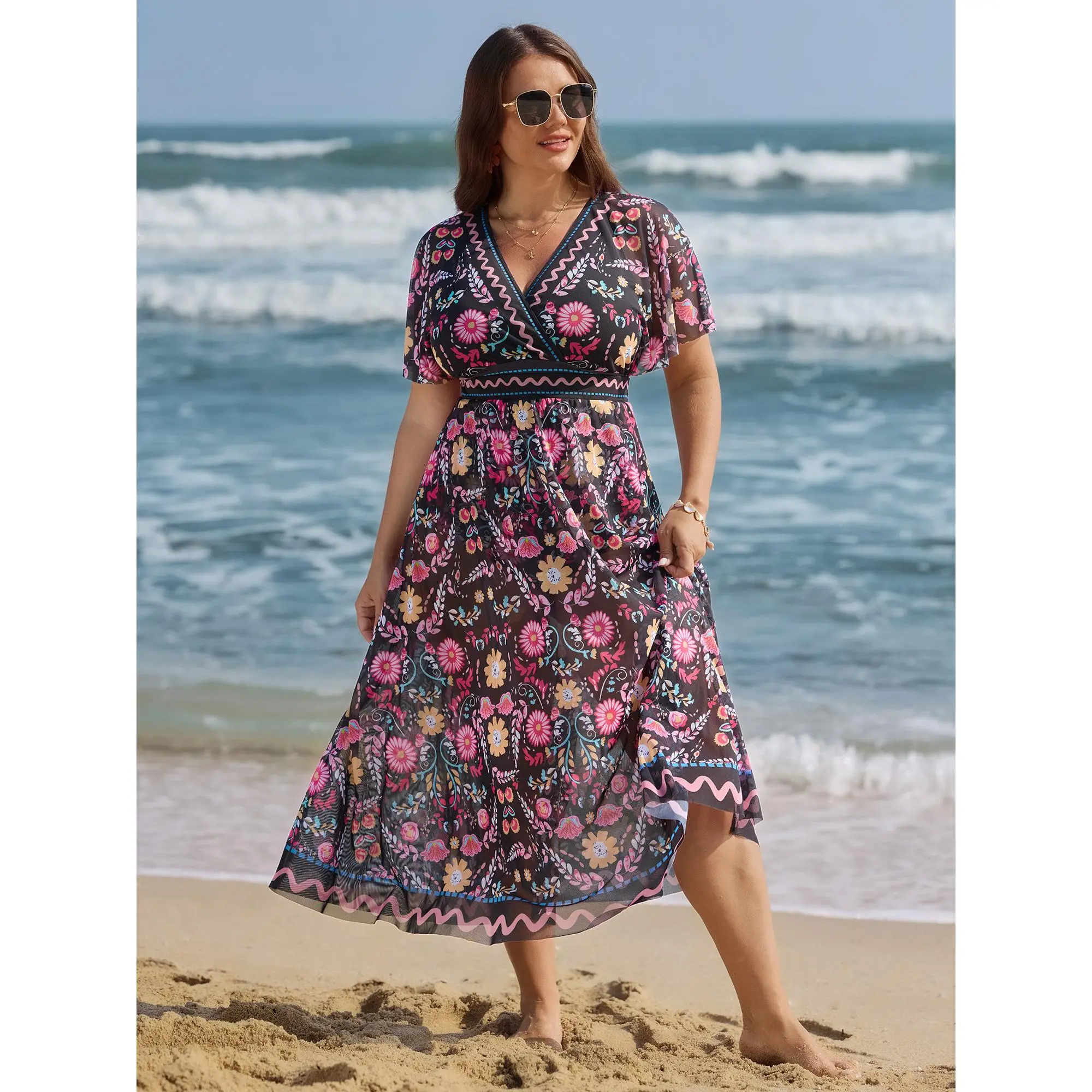 【Tummy control】Bloomchic Sarong Two-Piece Tummy-Control One-Piece Swimsuit ,Summerfinds