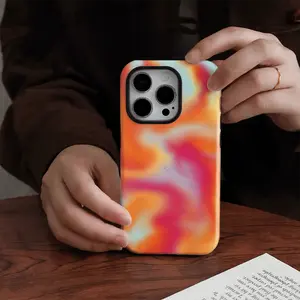 Red and orange gradient 2-in-1 phone case, protective cover for iPhone 11 12 13 14 15 16 17 Pro Max Pro Plus, compatible with Samsung Galaxy S25 S24 S23 Ultra Local Personalized