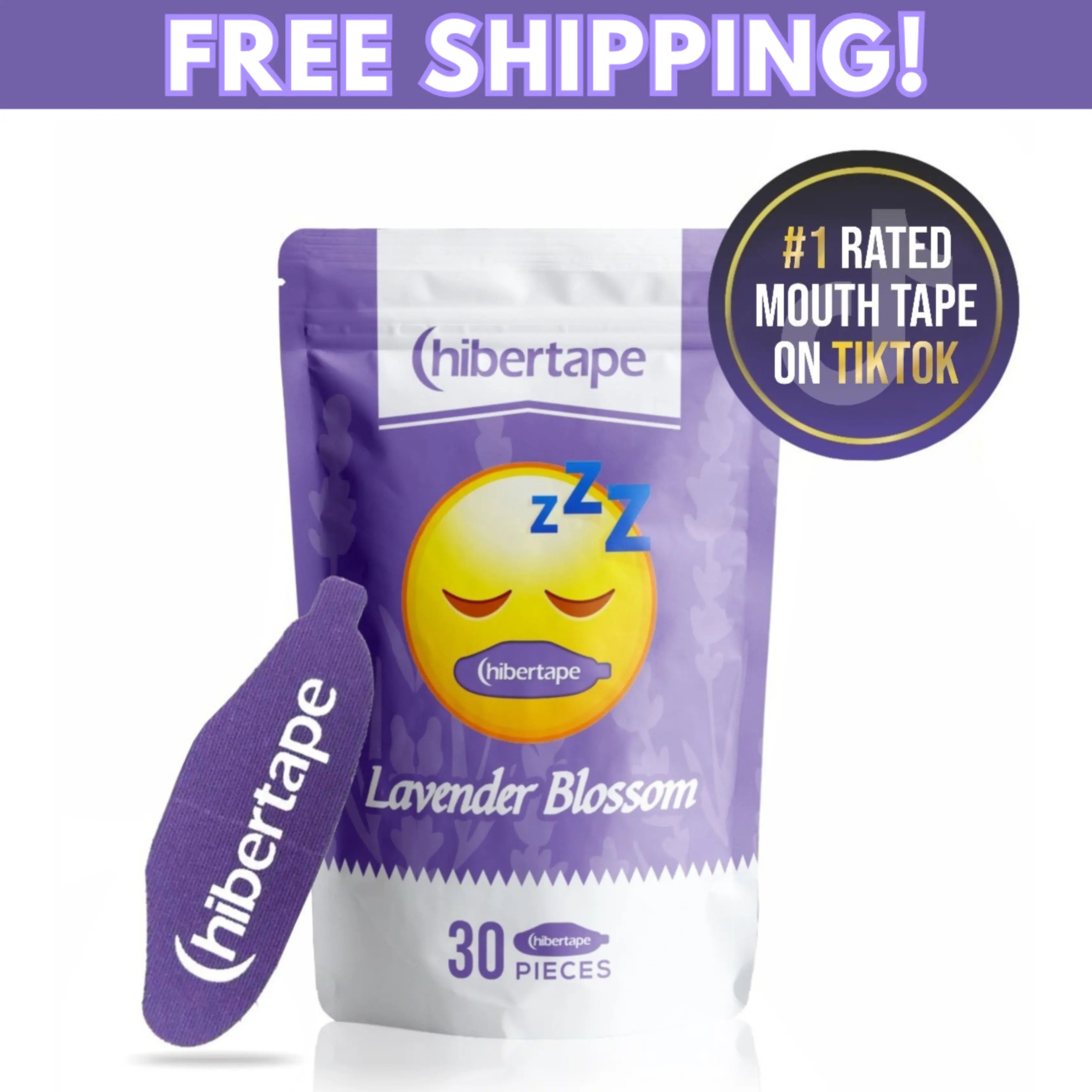 Hibertape - Scented Mouth Tape for Sleeping and Snoring, Jawline Shaper for Men and Women, Sleep Like a King or Queen, Free Your Sleep Hostage, CPAP Friendly, Oral Healthcare, Lavender Aroma