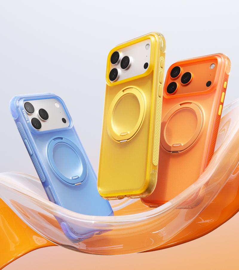 TORRAS O3 Air Magnetic Stand Case for iPhone 17 Pro Max with 360° Ring Stand & Airbag Protection 4-Meter Anti-Fall Shockproof MagSafe Compatible - Aesthetic&TORRAS Q3Air