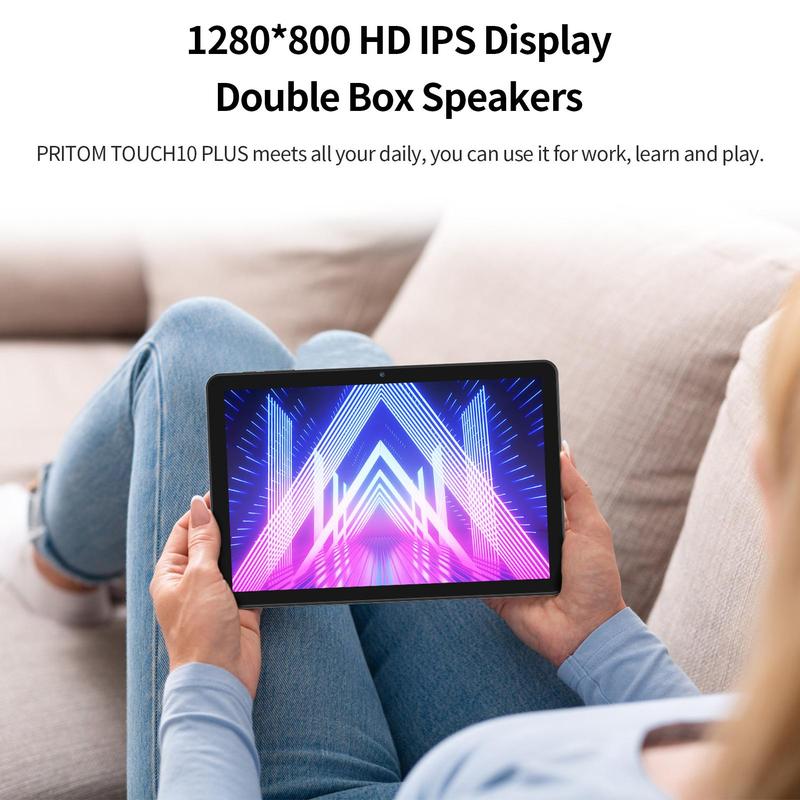 [GiftedInLove]PRITOM 2026 Android 15 Tablet 16GB(4+12)RAM 64GB ROM with Bluetooth Audio Dual Cameras 2-in-1 Detachable Keyboard Set 10.1-inch Screen Perfect Valentine’s Gift & Back-to-School Gift
