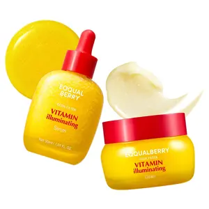 EQQUALBERRY Vitamin Illuminating Serum & Cream Set - Vitamin C & Niacinamide | Targets Dark Spots | Strengthens Skin Barrier with Ceramides | Glowy, Lightweight Hydration