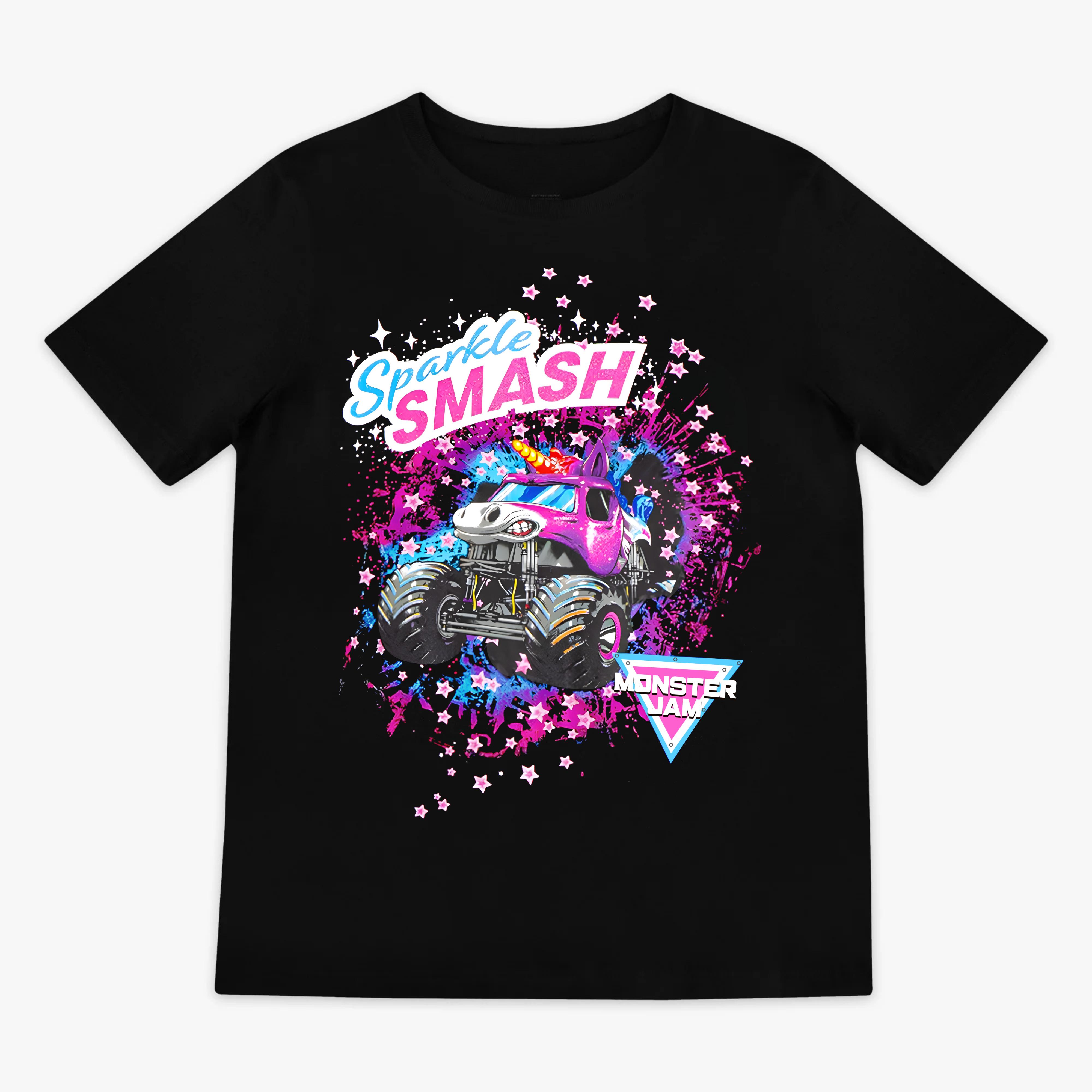 Youth & Adult Sparkle Smash Monster Truck Graphic T-Shirt, Unicorn Monster Truck Party Shirt, Girls Monster Truck Fan Gift, Racing Truck Birthday Outfit, Fun Truck Graphic Tee, Monster Truck Lover shirt, Toddler boy and girl shirt