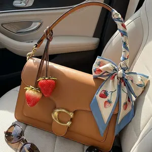 Strawberry Bag Charms Keychain for Women, Cute Resin Purse Accessory & Backpack Keychain, Adorable Kawaii Gift for Girlfriend Teens, Aesthetic Keychains for Tote Bag Laptop Car Keys, Durable with Gift Box