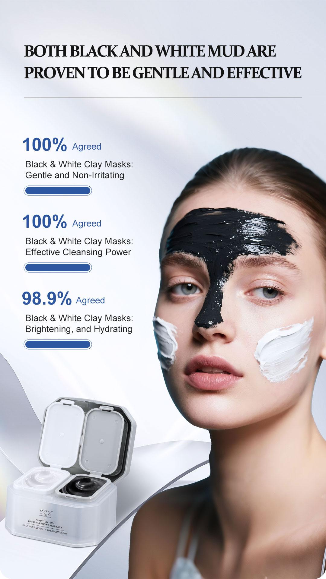 YCZ Purifying Two-Color Cleansing Mud Mask - Dual Clay Face Mask for Deep Pore Detox Oil Control & Hydrating Glow