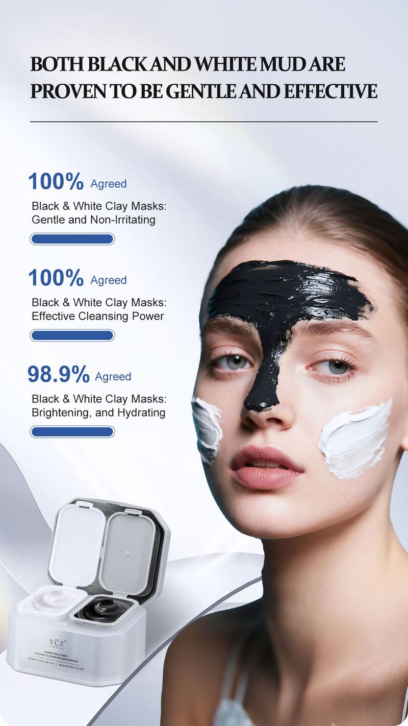YCZ Purifying Two-Color Cleansing Mud Mask - Dual Clay Face Mask for Deep Pore Detox Oil Control & Hydrating Glow