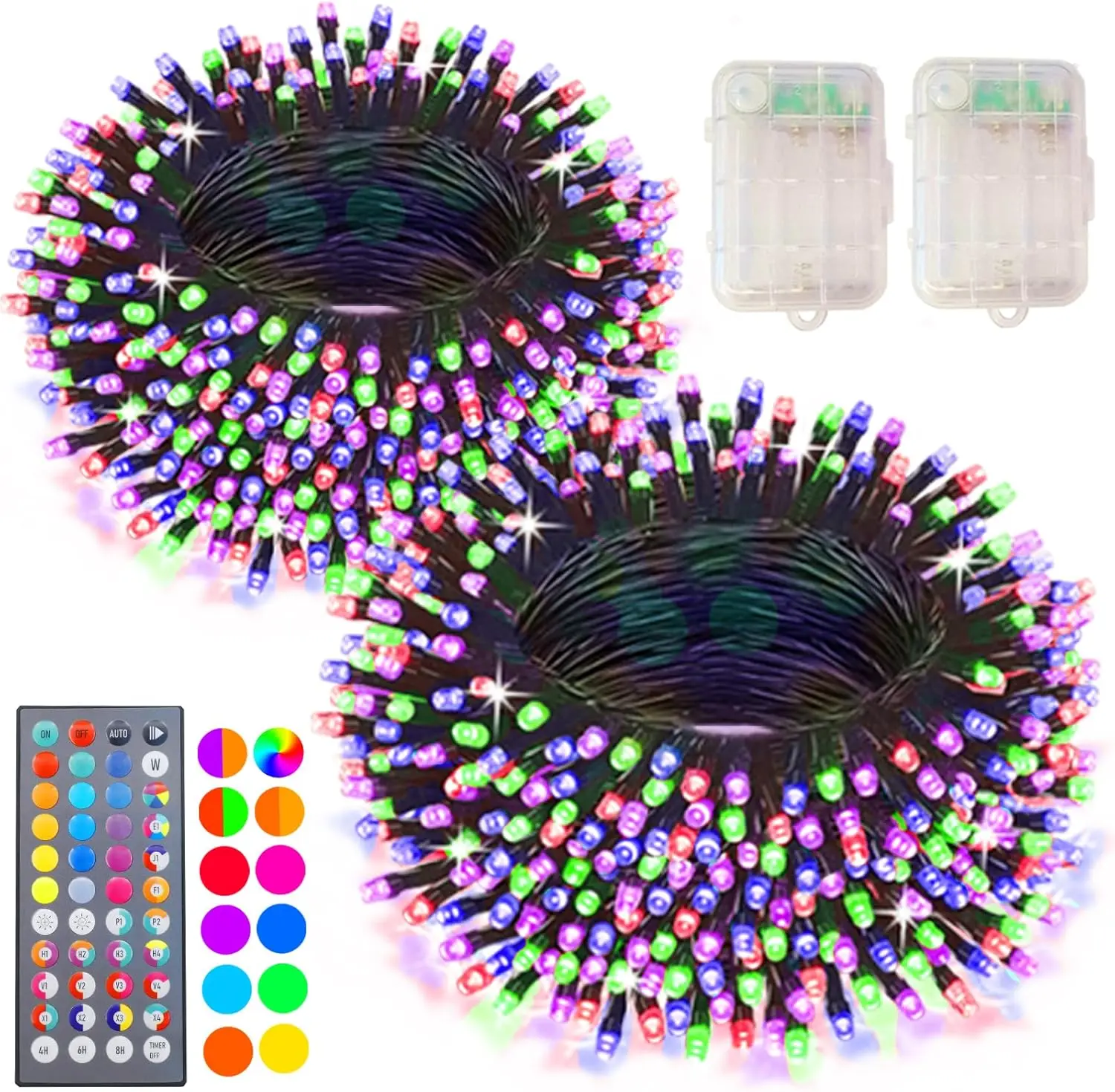 Color Changing Christmas Lights with Remote, 2 Pack Total 66.6 FT 200 LED   String Lights Classroom Decoration, 34 Colors Outdoor Fairy Lights for Bedroom Dorm Yard Tree Party Decor