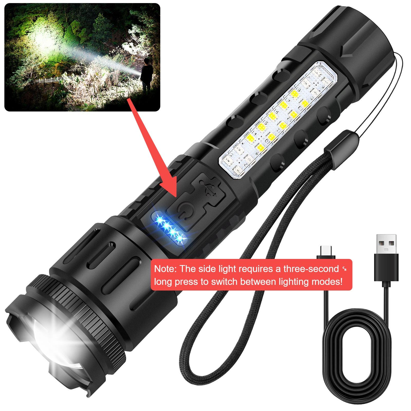 Rechargeable Flashlights High Lumens, 7Mode Super Bright Flashlight Camping, Adjustable Tactical Flash Light High Powered, LED Flashlights for Home Emergency
