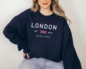 London Sweatshirt, England UK Flag Crewneck Pullover, Unisex