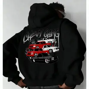 Chevy Gang Graphic Hoodie Chevy Silverado Men's Cotton Hooded Sweatshirt Old School Chevy Hoodie Gift for Him Truck Hoodie Classic Chevy Truck Casual Menswear Fabric Top