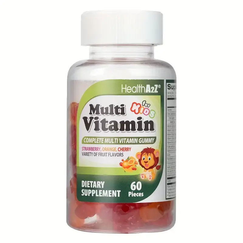 HealthA2Z Kids Multivitamin Gummies (Strawberry, Orange, Cherry) - 60 Pieces (Pack of 1) - Vitamin & Nutritional Support for Growing Bodies - Easy Digestion