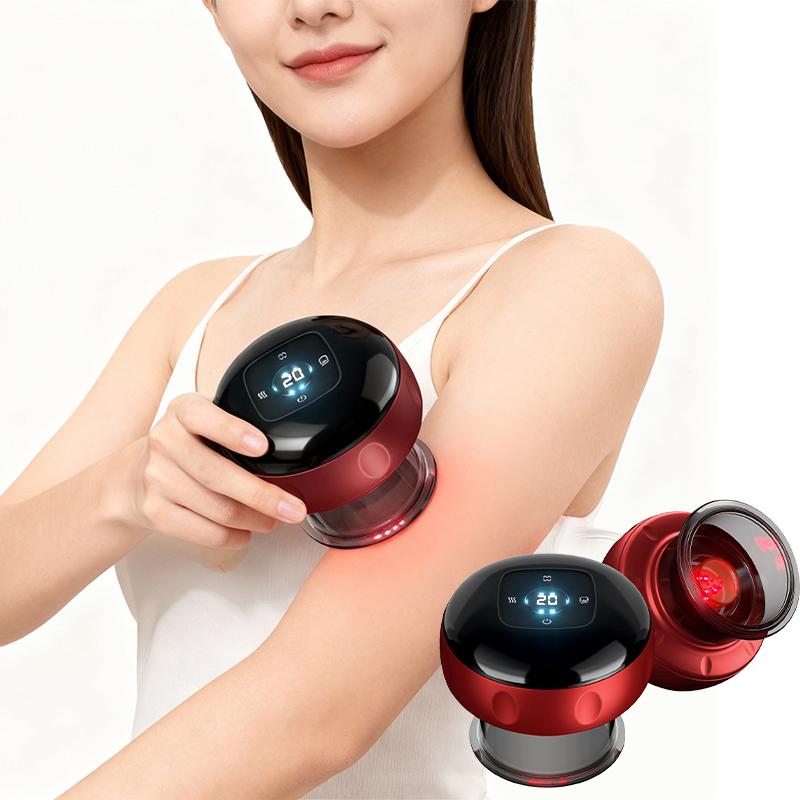 Renhui electric cupping massager, smart massage cup, red light heating suction therapy/muscle relief, with adjustable heating modes, for comfortable massage, portable rechargeable massage tool, for body care, vacuum electronic cupping massage device.